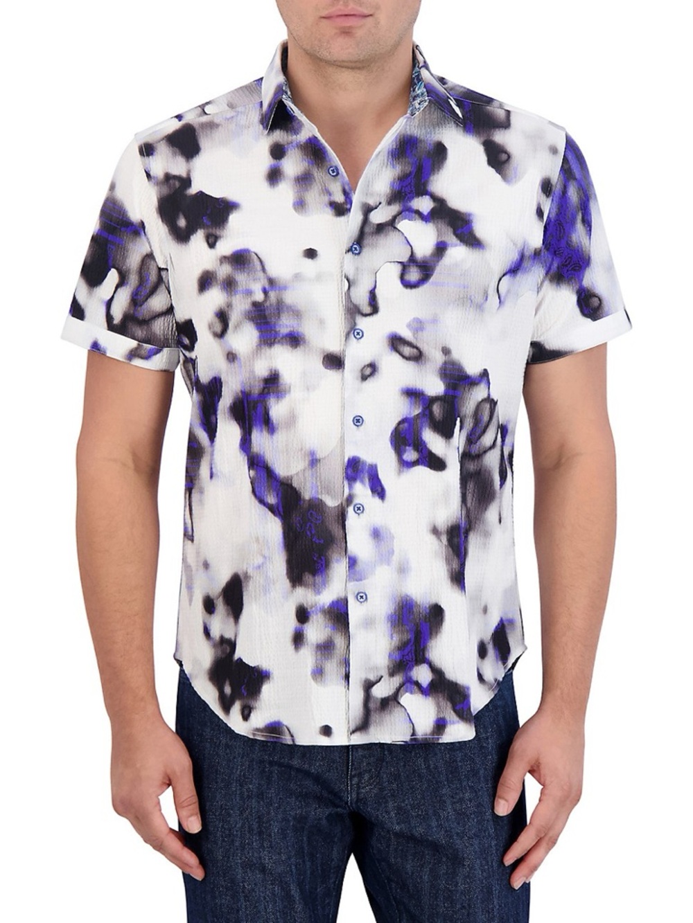 Robert Graham Tasman Men's Short Sleeve - White & Blue